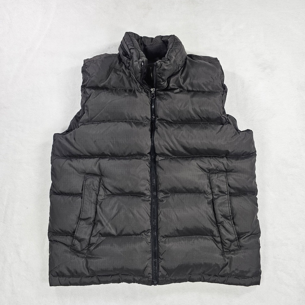 Gap Warmest Puffer Vest Mens Small Black Down Filled Ripstop Stowaway Hood